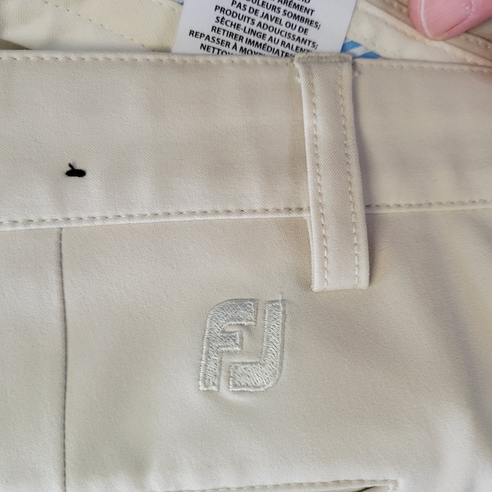 FootJoy Mens Performance Golf Pants Ivory Off White W38 L30 Flat Front Stretch - Picture 9 of 9